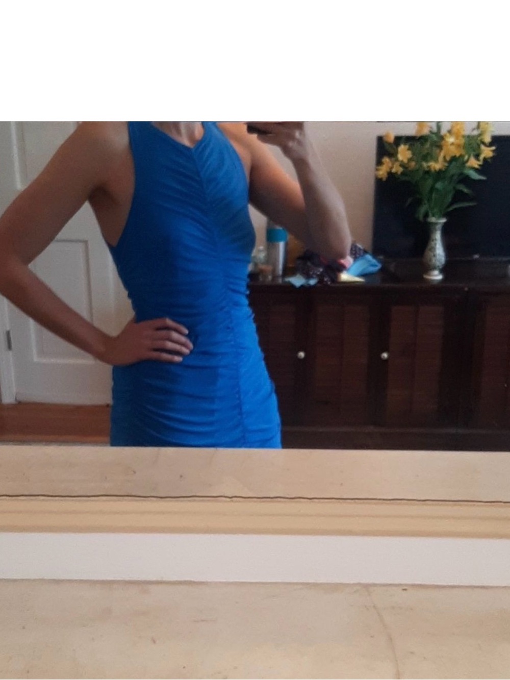 NWT House of Harlow 1960 Royal Blue Ruched Sleeveless Midi Dress L - Picture 10 of 14